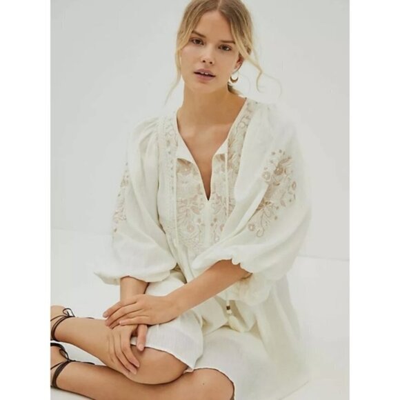 New Anthropologie Viveka Embroidered Lace Floral Ivory Mini Dress NWT Size XS - Picture 6 of 17